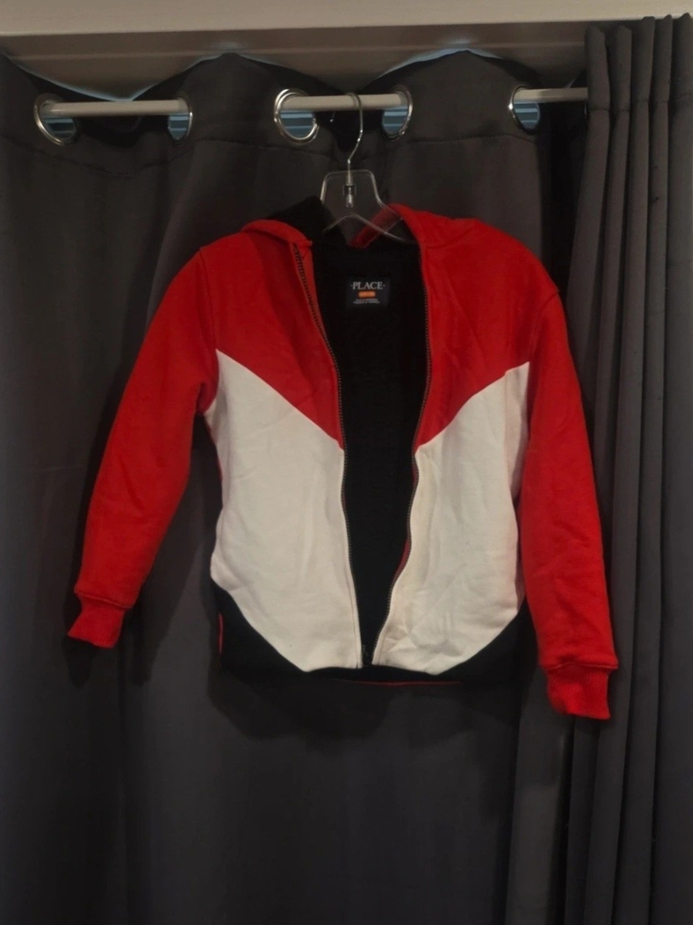 The Children's Place Red White Black Colorblock Hooded Zip-Up